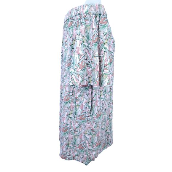 H&M Tropical Print Off Shoulder Dress Size 2 Short Sleeve Floral Vacay Beach - Picture 4 of 7